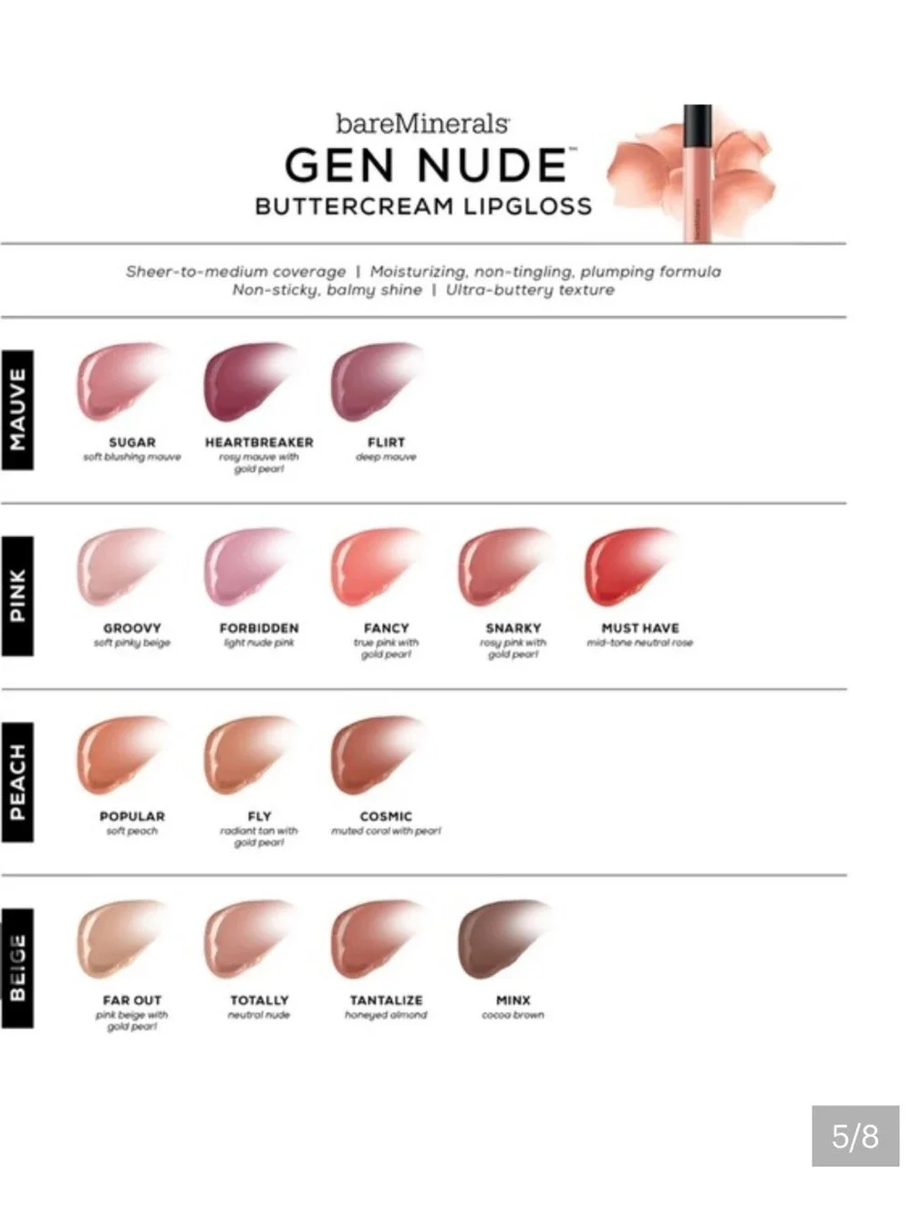 bareMinerals Gen Nude Buttercream Lipgloss - Heartbreaker Pink